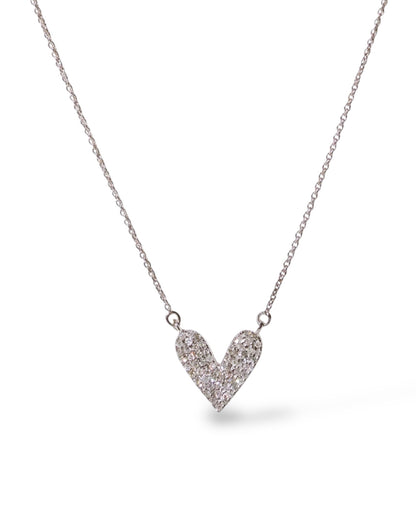 14k White Gold Elongated Heart Necklace