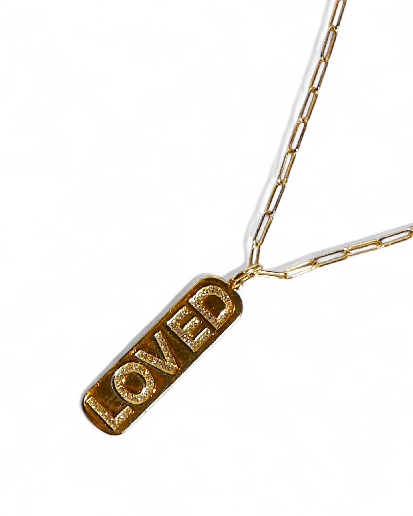 Loved 14k Diamond Pendant Paperclip Chain Necklace