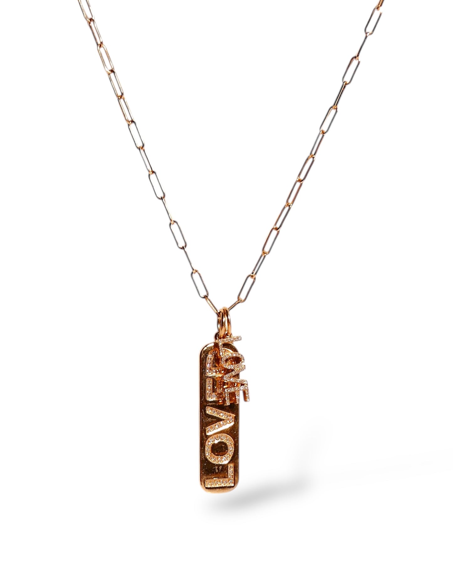 Diamond & 14k Gold Vertical Love Pendant