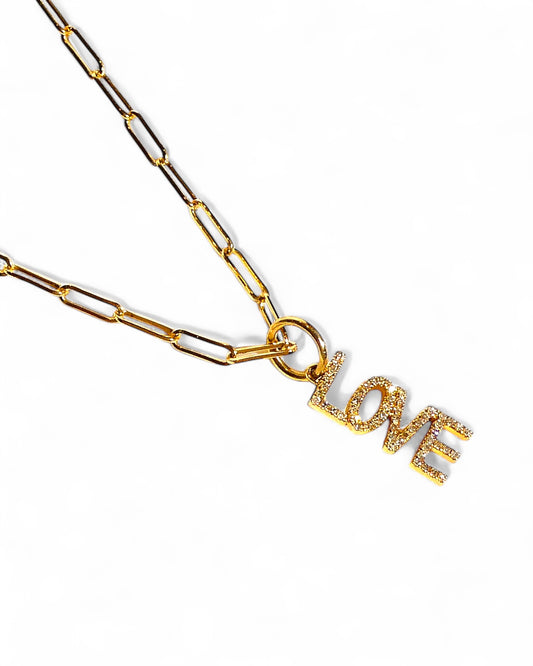 Diamond & 14k Gold Vertical Love Pendant