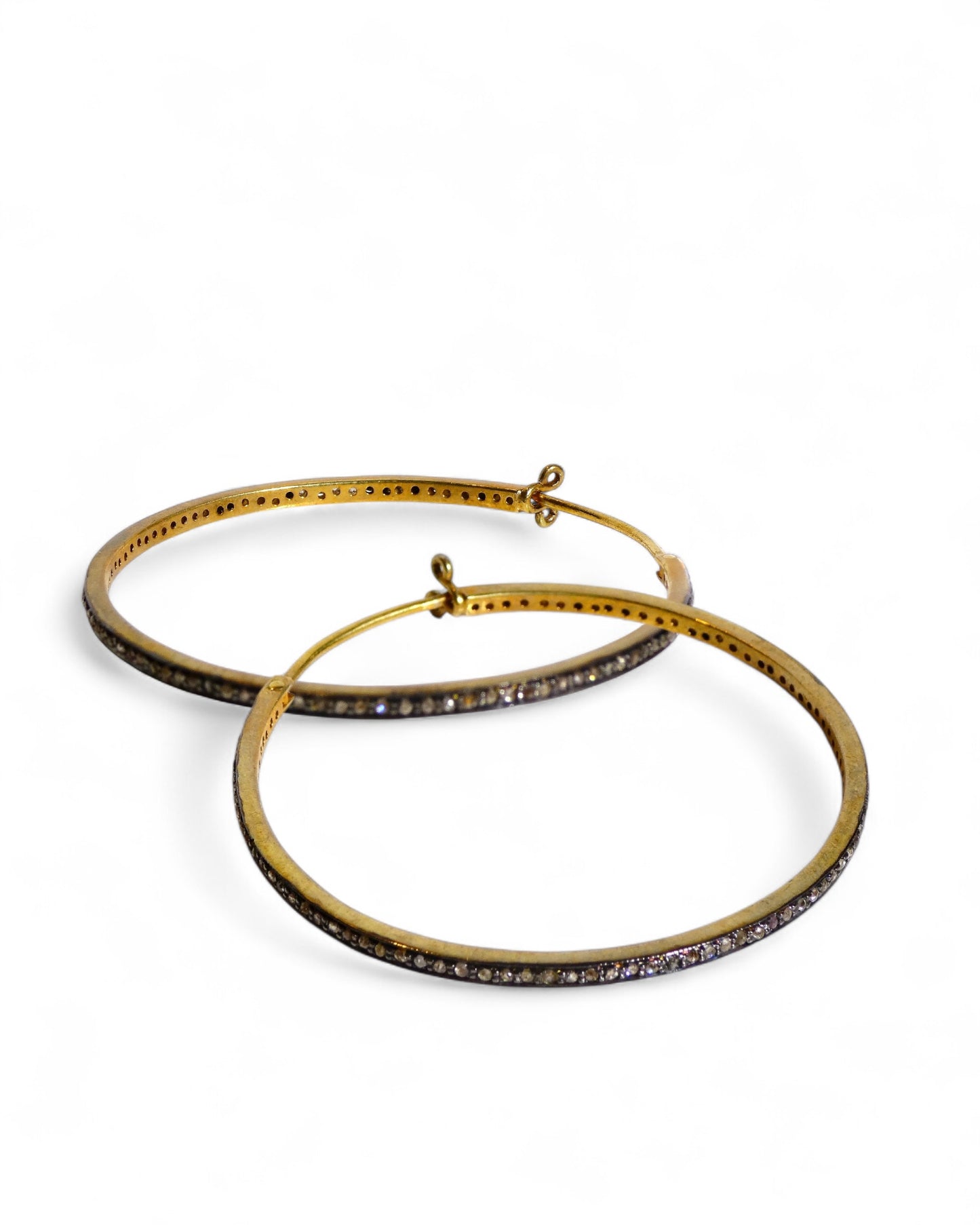 Large Pavé Black Diamond Hoop Earrings