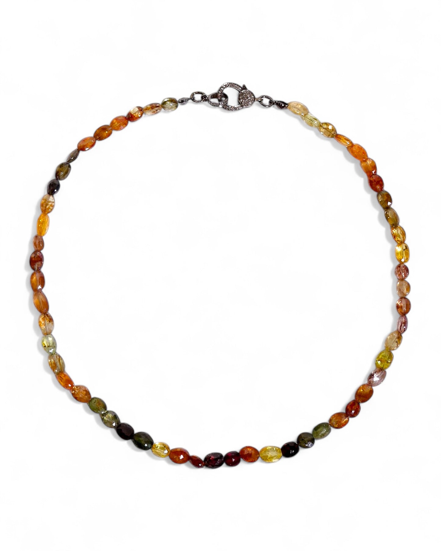 Mixed Sapphire Beaded Necklace with Black Diamond Clasp