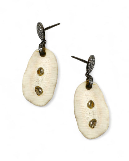 Black Diamond and Sliced Horn Dangle Earringsw