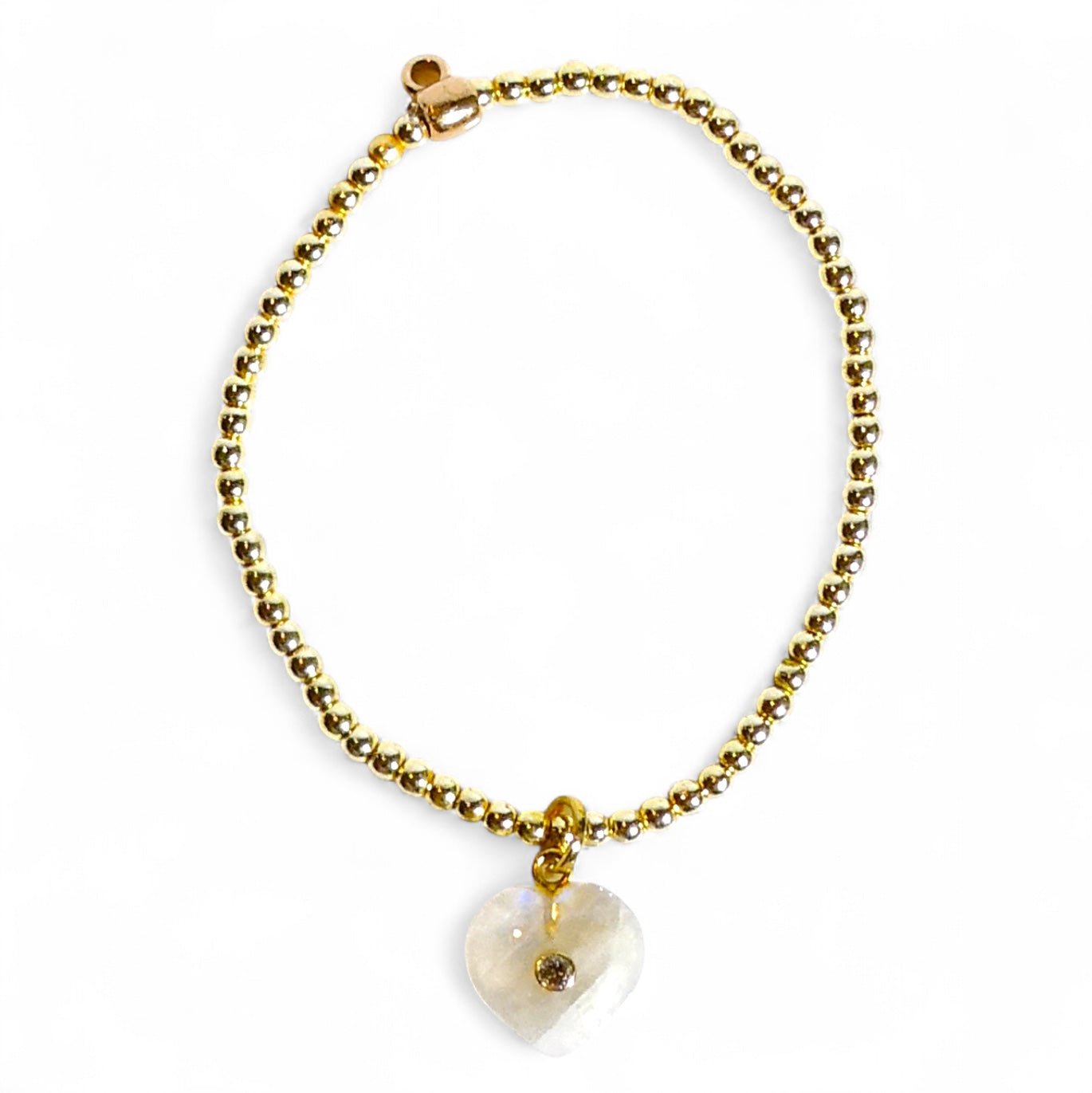 Heart Charm Beaded Stretch Bracelet