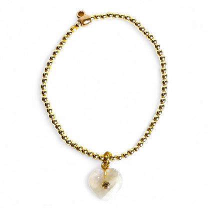 Heart Charm Beaded Stretch Bracelet