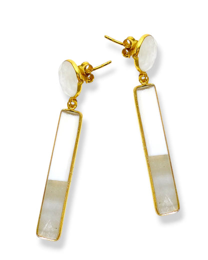 Two-Tone Moonstone Drop Earrings