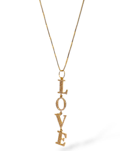 Diamond Love Drop Necklace in 14k Gold