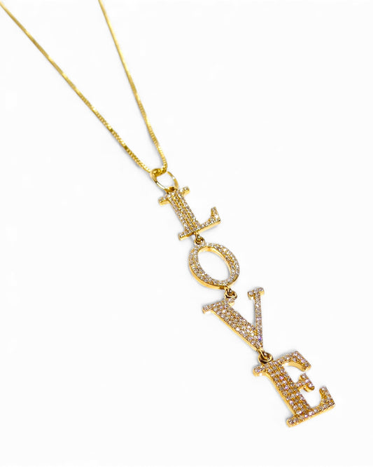 Diamond Love Drop Necklace in 14k Gold