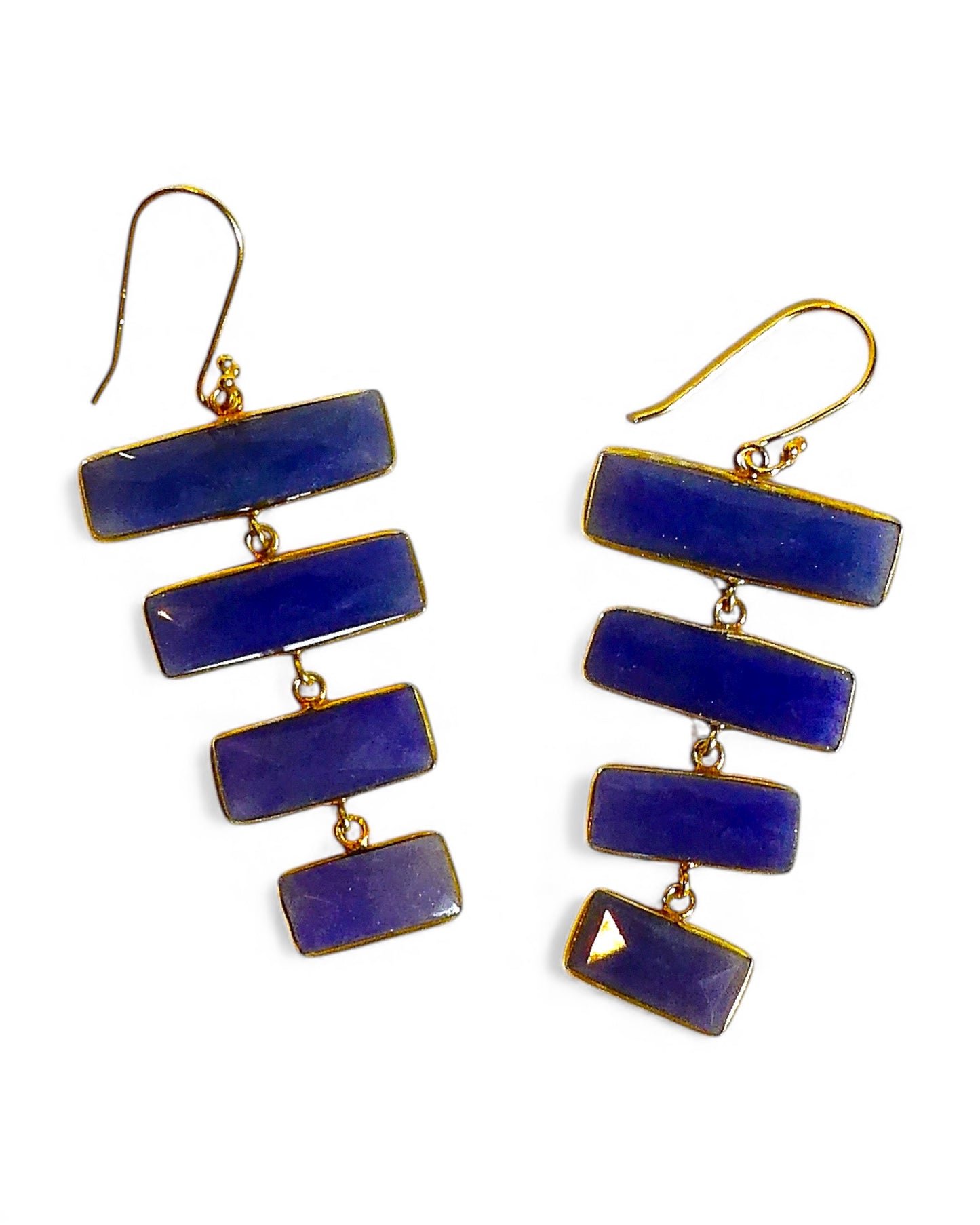 Gemstone Pyramid Drop Earrings