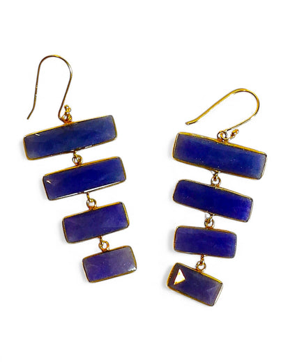Gemstone Pyramid Drop Earrings