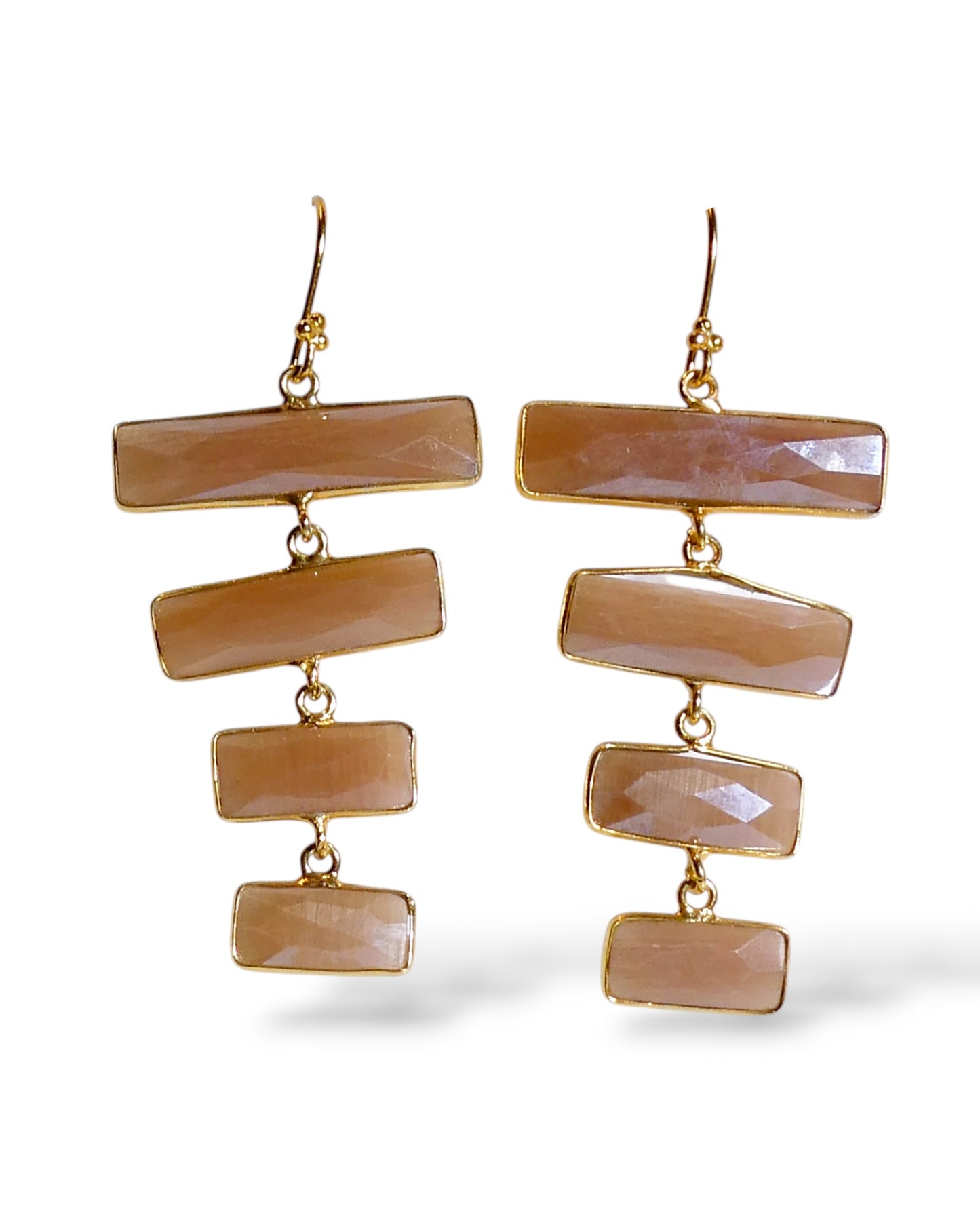 Gemstone Pyramid Drop Earrings