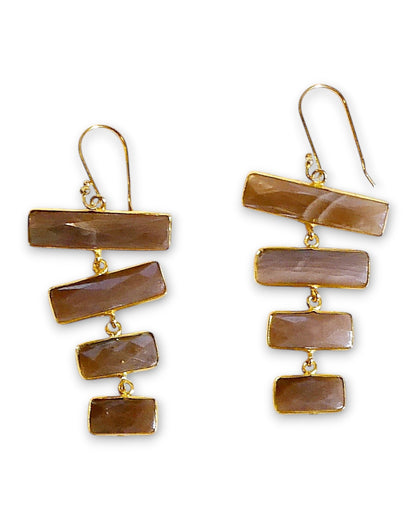 Gemstone Pyramid Drop Earrings