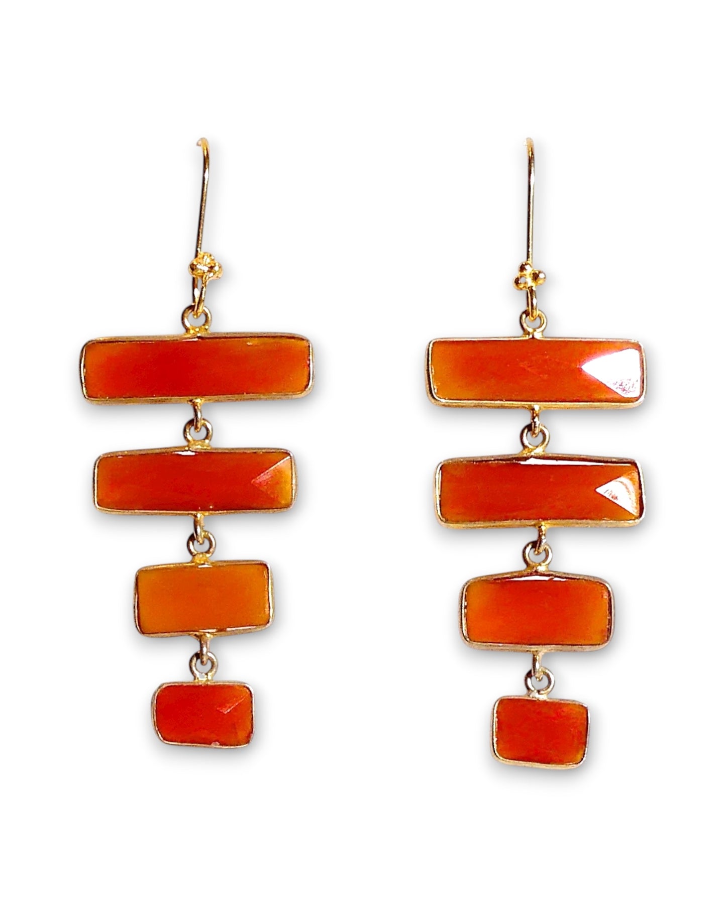 Gemstone Pyramid Drop Earrings