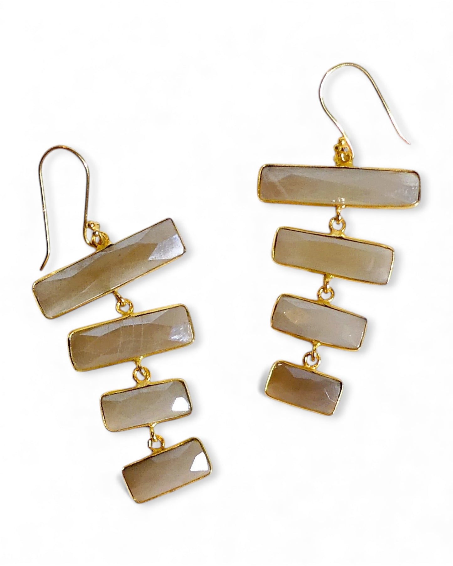 Gemstone Pyramid Drop Earrings