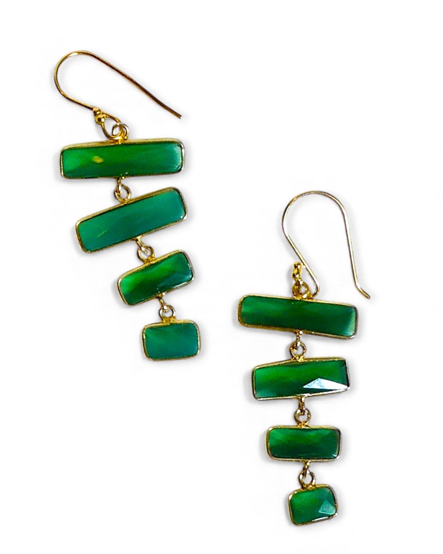 Gemstone Pyramid Drop Earrings