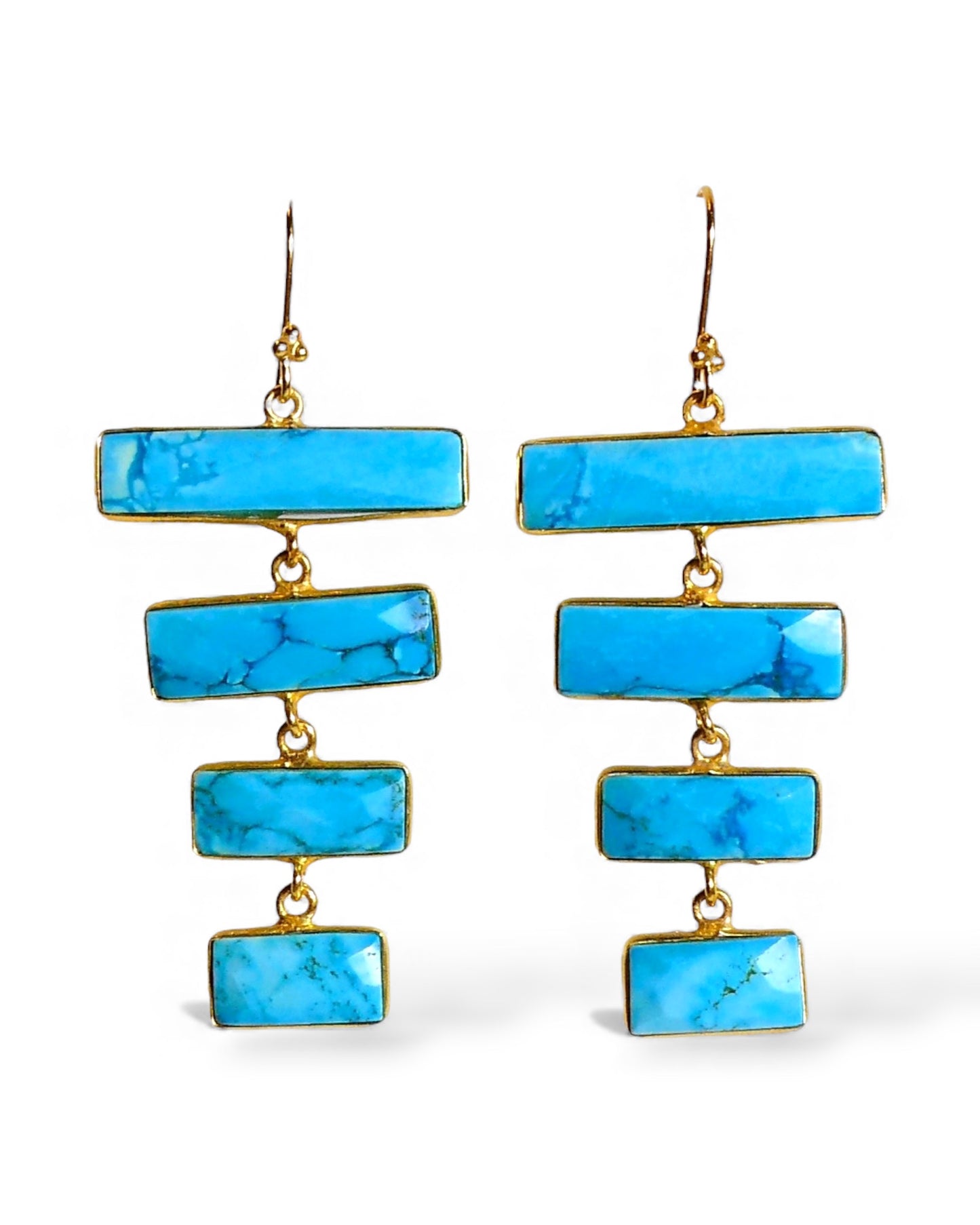 Gemstone Pyramid Drop Earrings