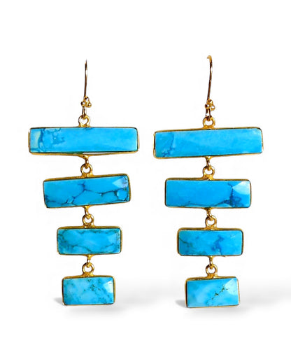 Gemstone Pyramid Drop Earrings