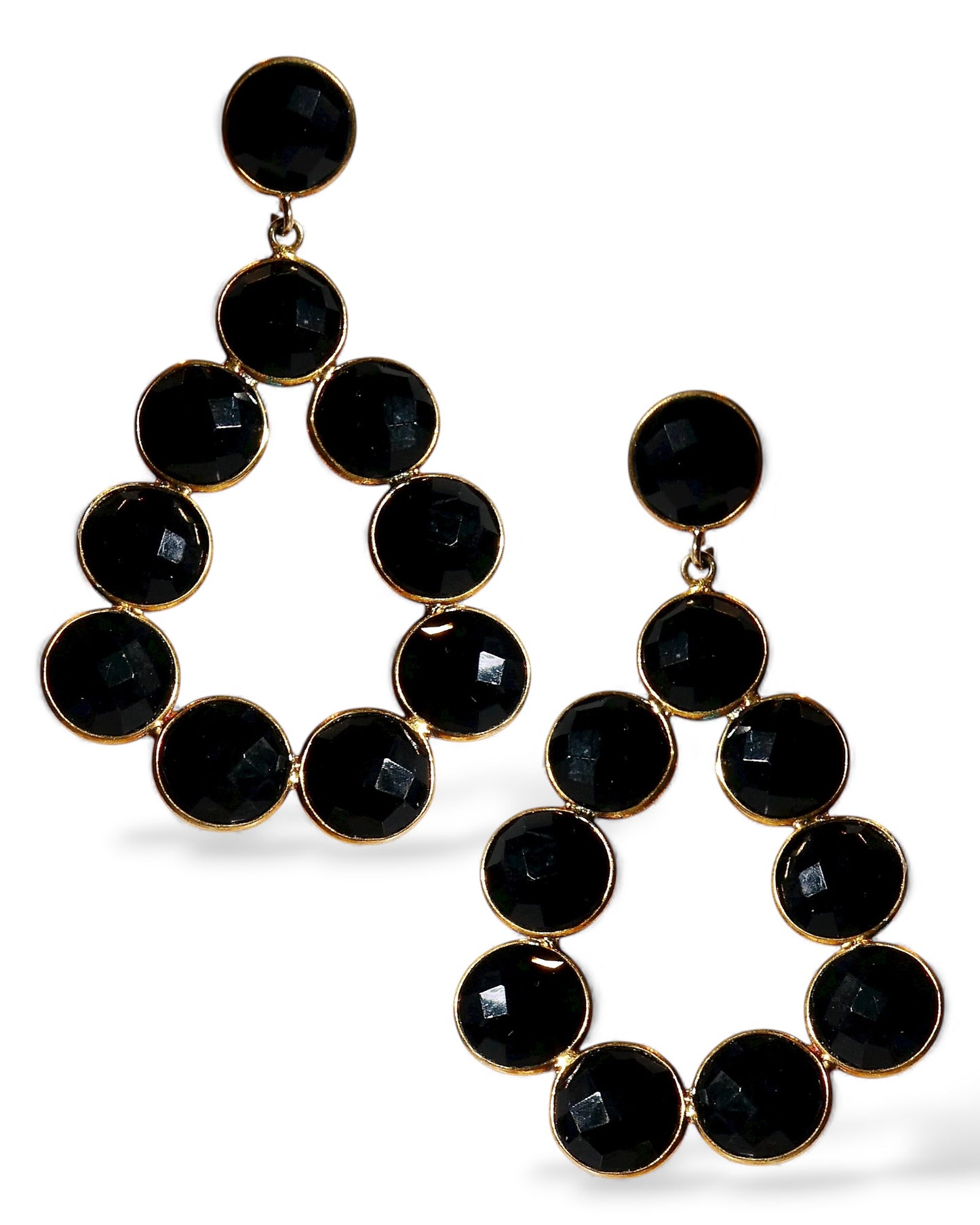 Coin Gemstone Teardrop Earrings