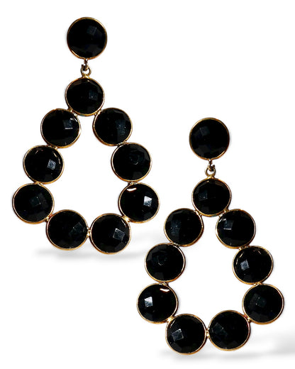 Coin Gemstone Teardrop Earrings