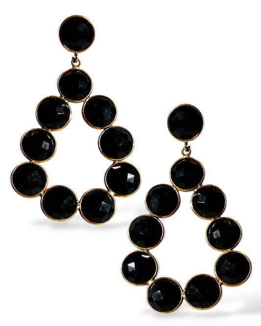 Coin Gemstone Teardrop Earrings