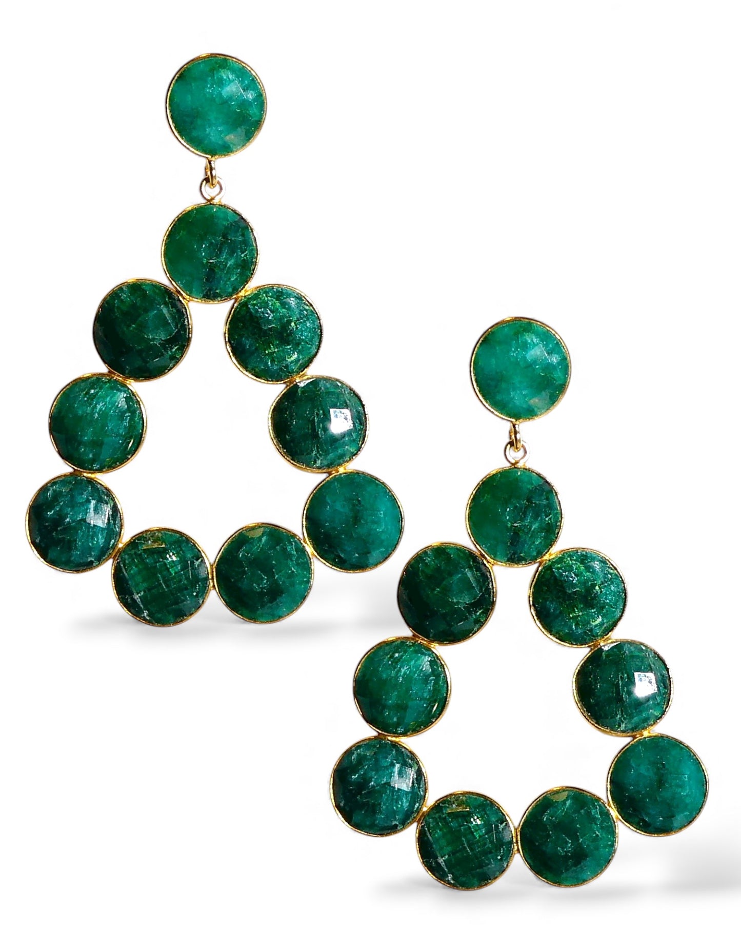 Coin Gemstone Teardrop Earrings