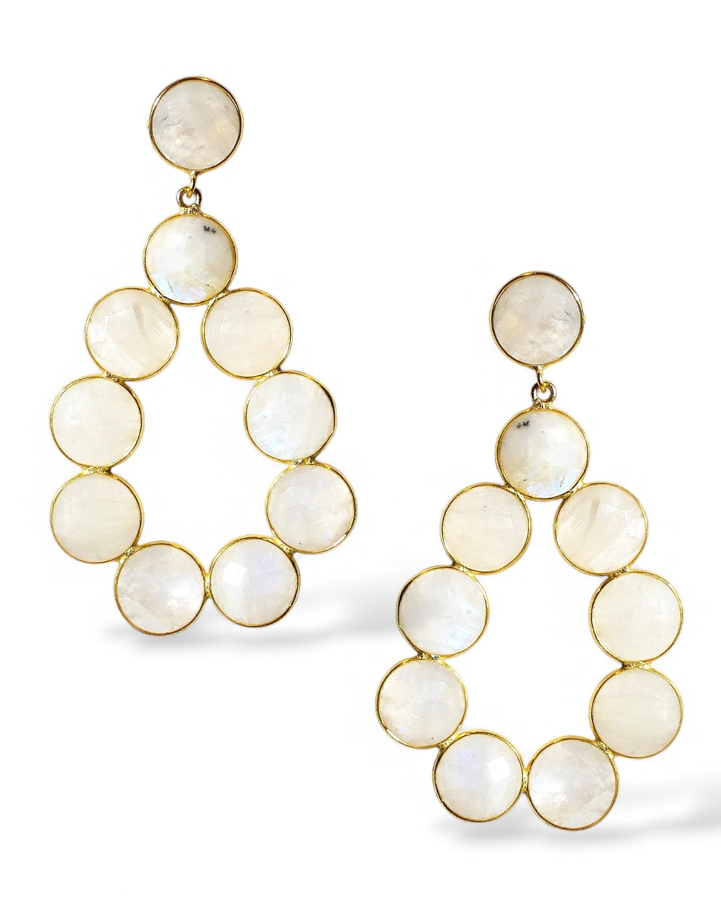 Coin Gemstone Teardrop Earrings