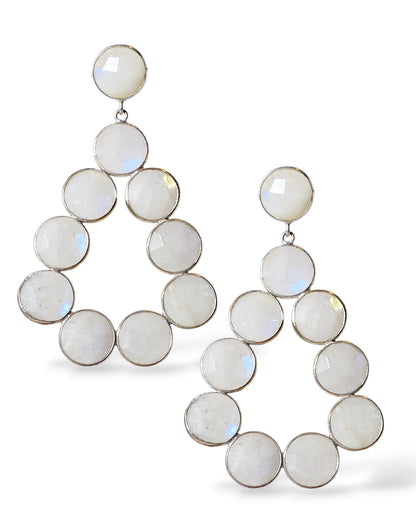 Coin Gemstone Teardrop Earrings