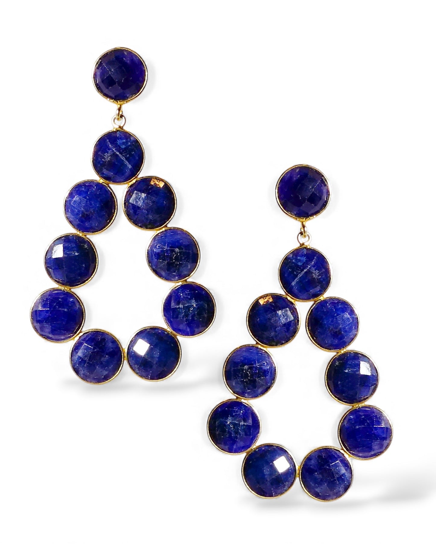 Coin Gemstone Teardrop Earrings