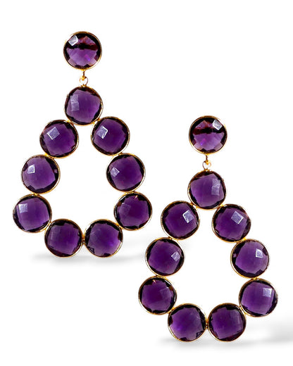 Coin Gemstone Teardrop Earrings