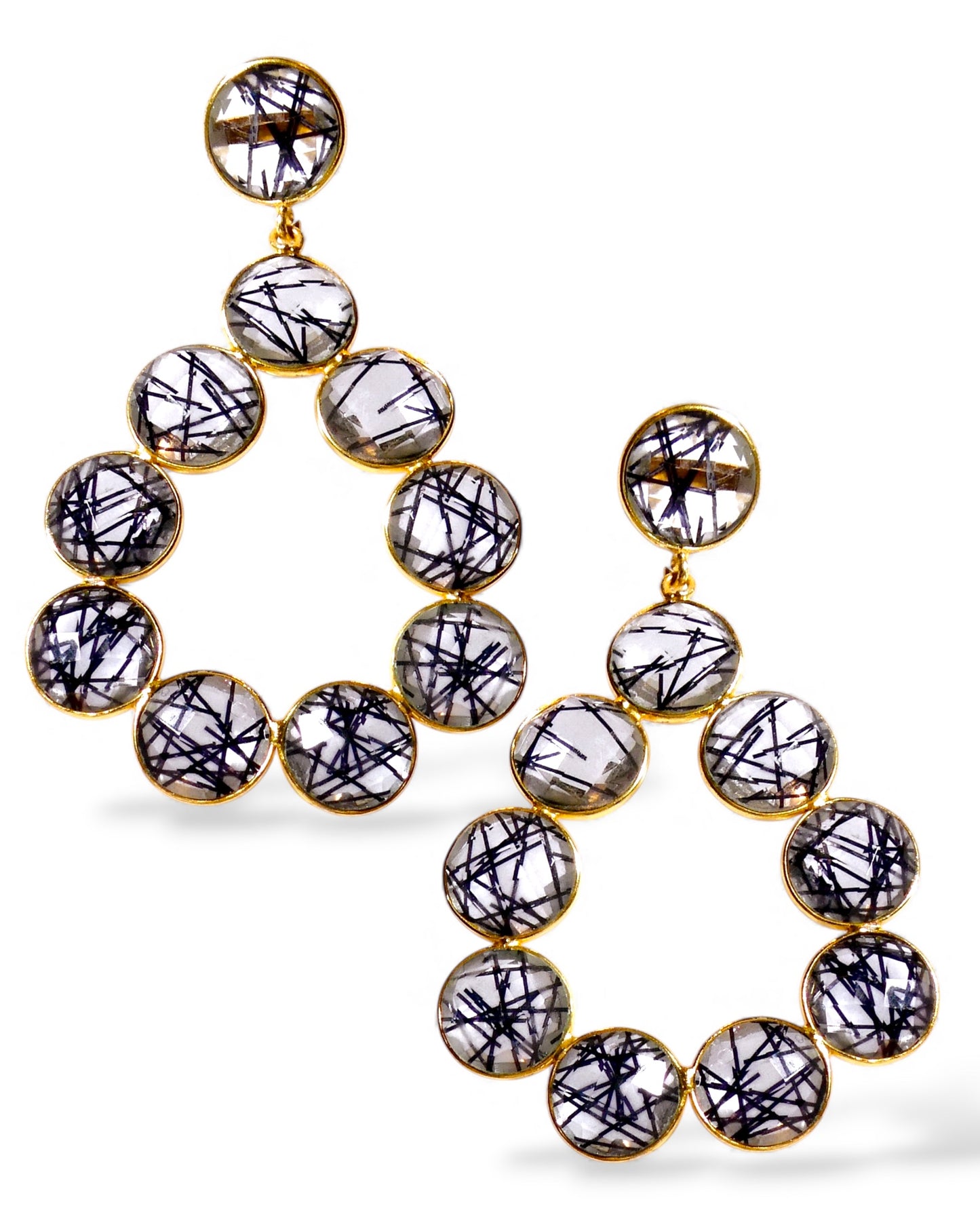 Coin Gemstone Teardrop Earrings