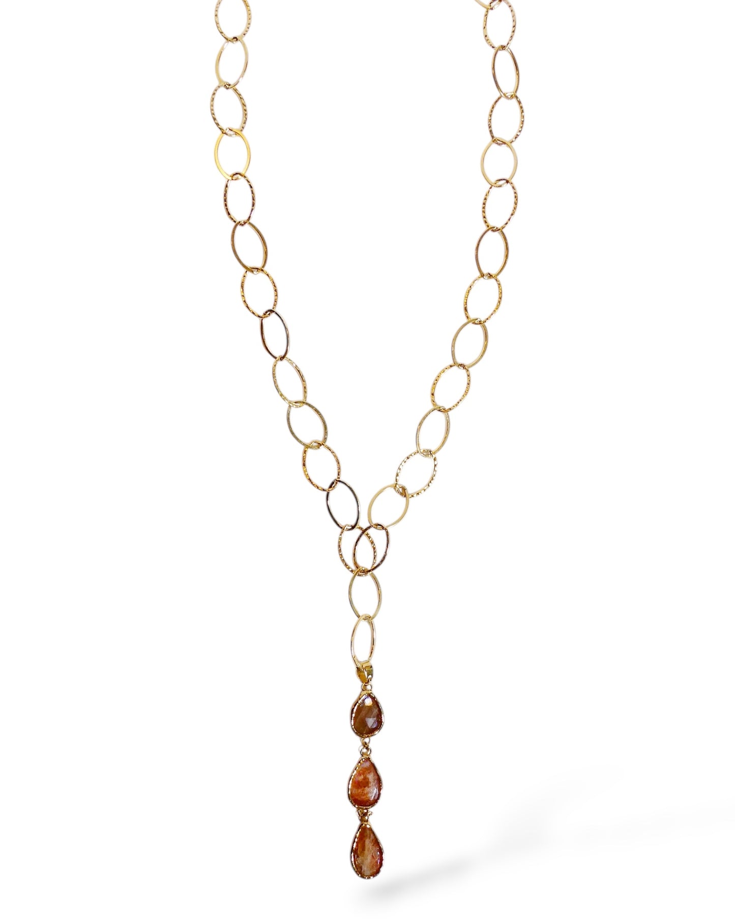 Sapphire Drop Pendant with Gold Chain