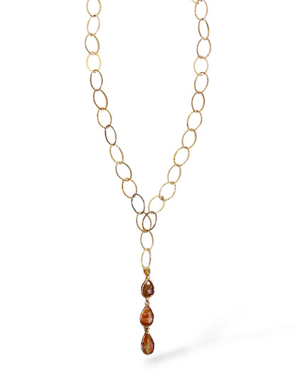 Sapphire Drop Pendant with Gold Chain