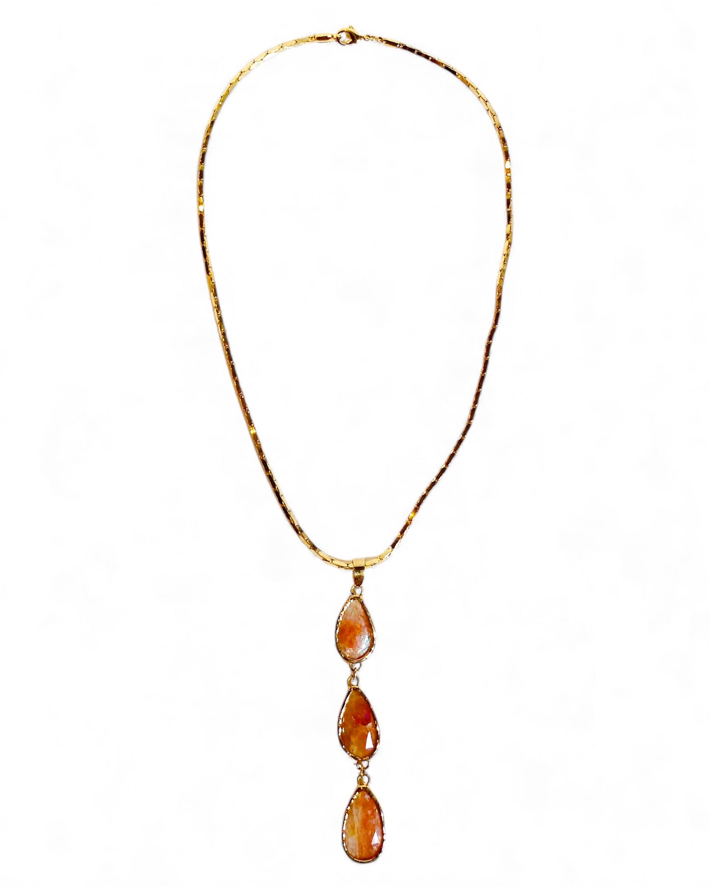 Sapphire Drop Pendant with Gold Chain