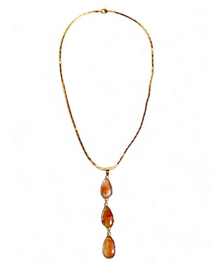 Sapphire Drop Pendant with Gold Chain