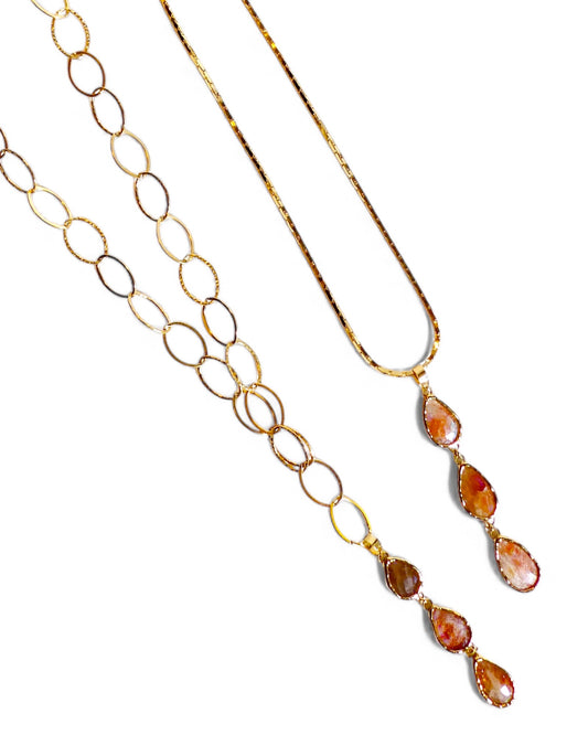 Sapphire Drop Pendant with Gold Chain