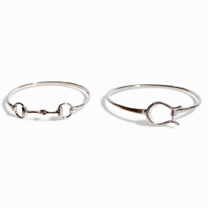 Silver Horse Bit or Stirrup Bangle Bracelet