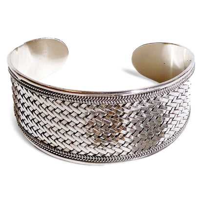 Basket Weave Cuff or Clip-On Earrings
