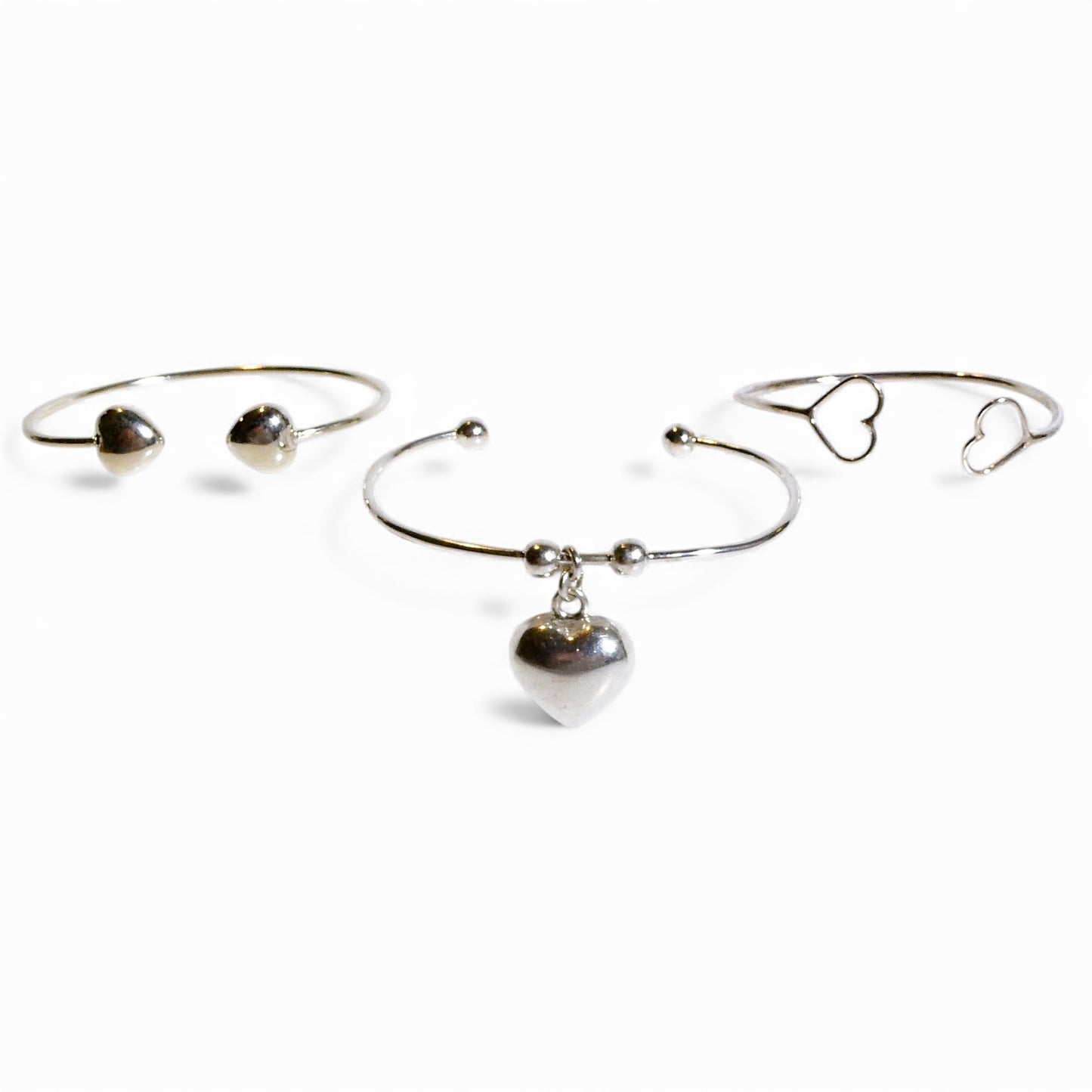 Silver Heart Cuff Bracelets