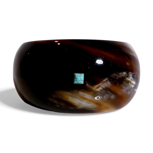 Rounded Horn Cuff with Turquoise Gemstone