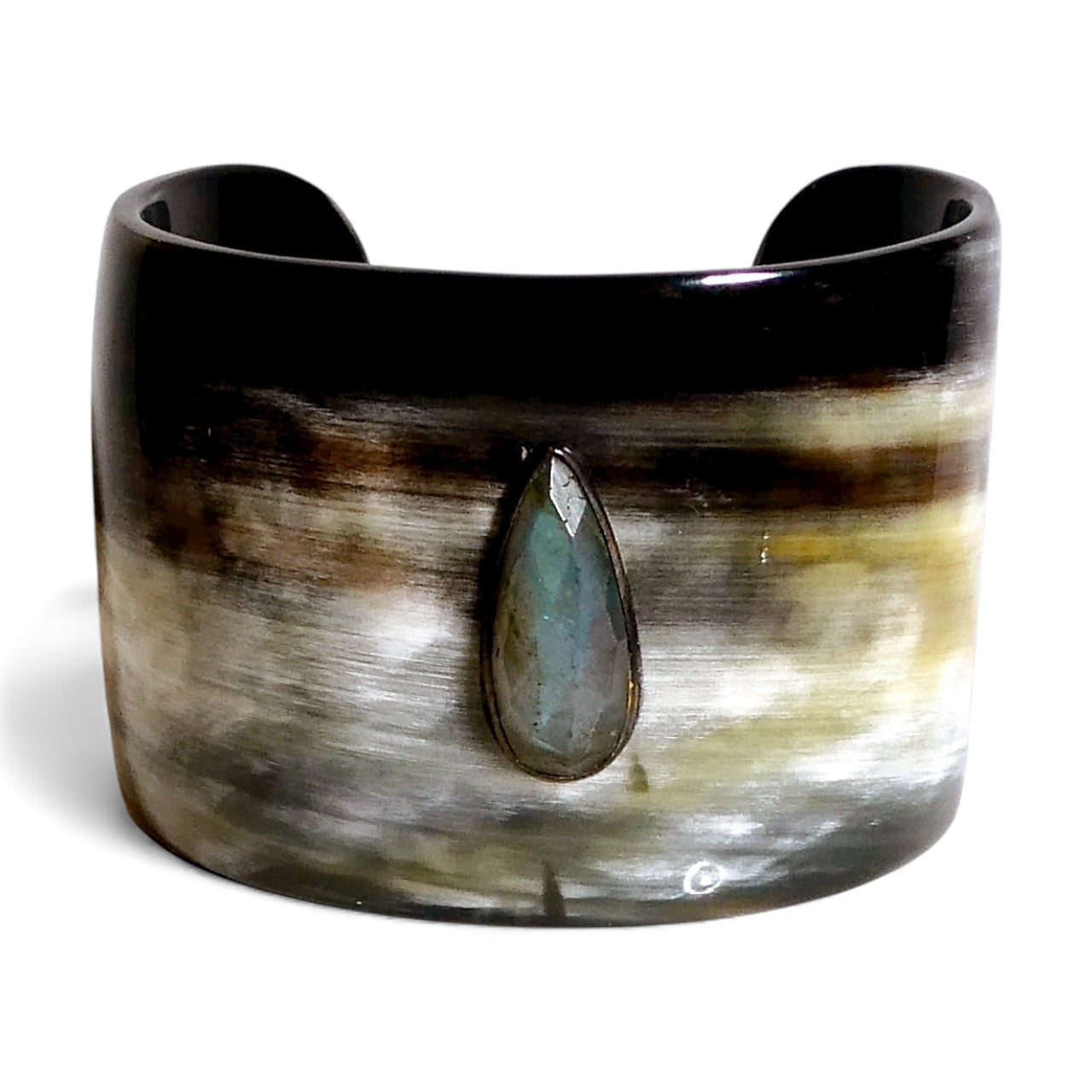 Extra Wide Horn Cuff with Labradorite Gemstone