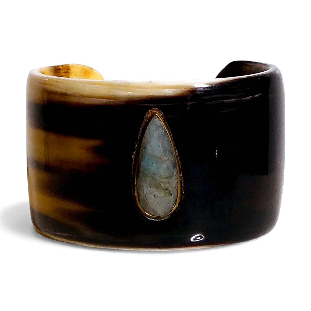 Wide Horn Cuff with  Labradorite Gemstone