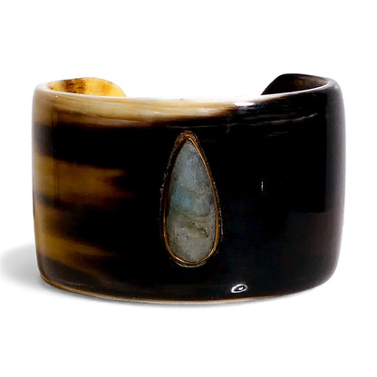 Wide Horn Cuff with  Labradorite Gemstone