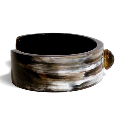 Horn Bangle with Round Labradorite Gemstone