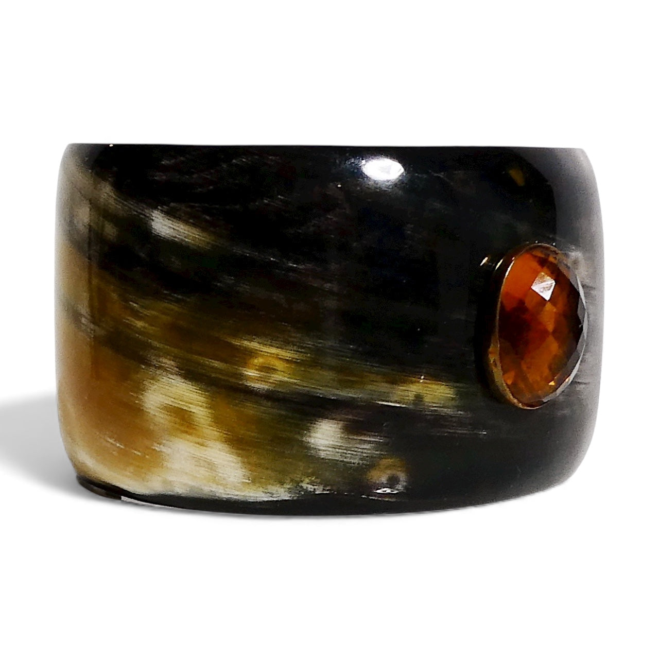 Wide Horn Cuff with Garnet Gemstone