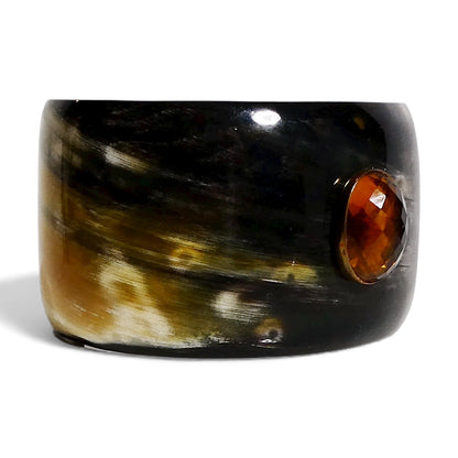 Wide Horn Cuff with Garnet Gemstone