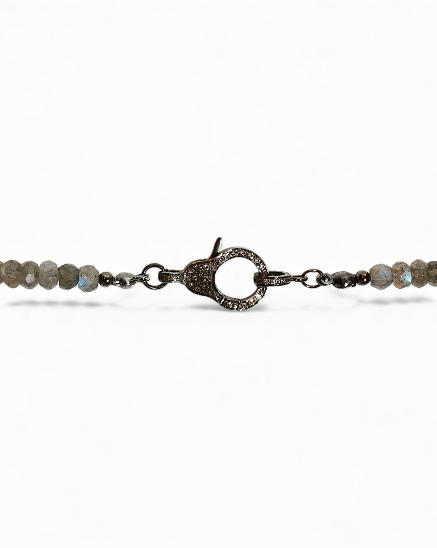 Beaded Labradorite Necklace with Pavé Diamond Clasp