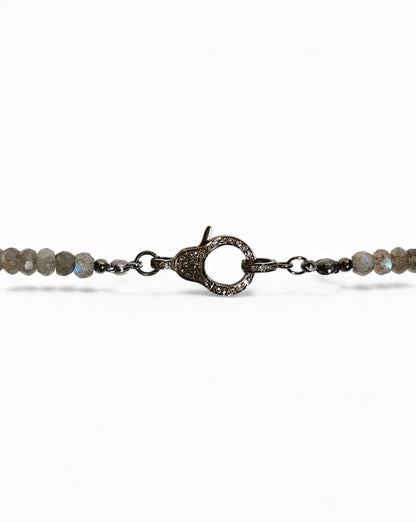 Beaded Labradorite Necklace with Pavé Diamond Clasp