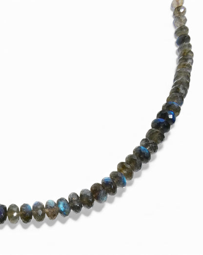 Beaded Labradorite Necklace with Pavé Diamond Clasp