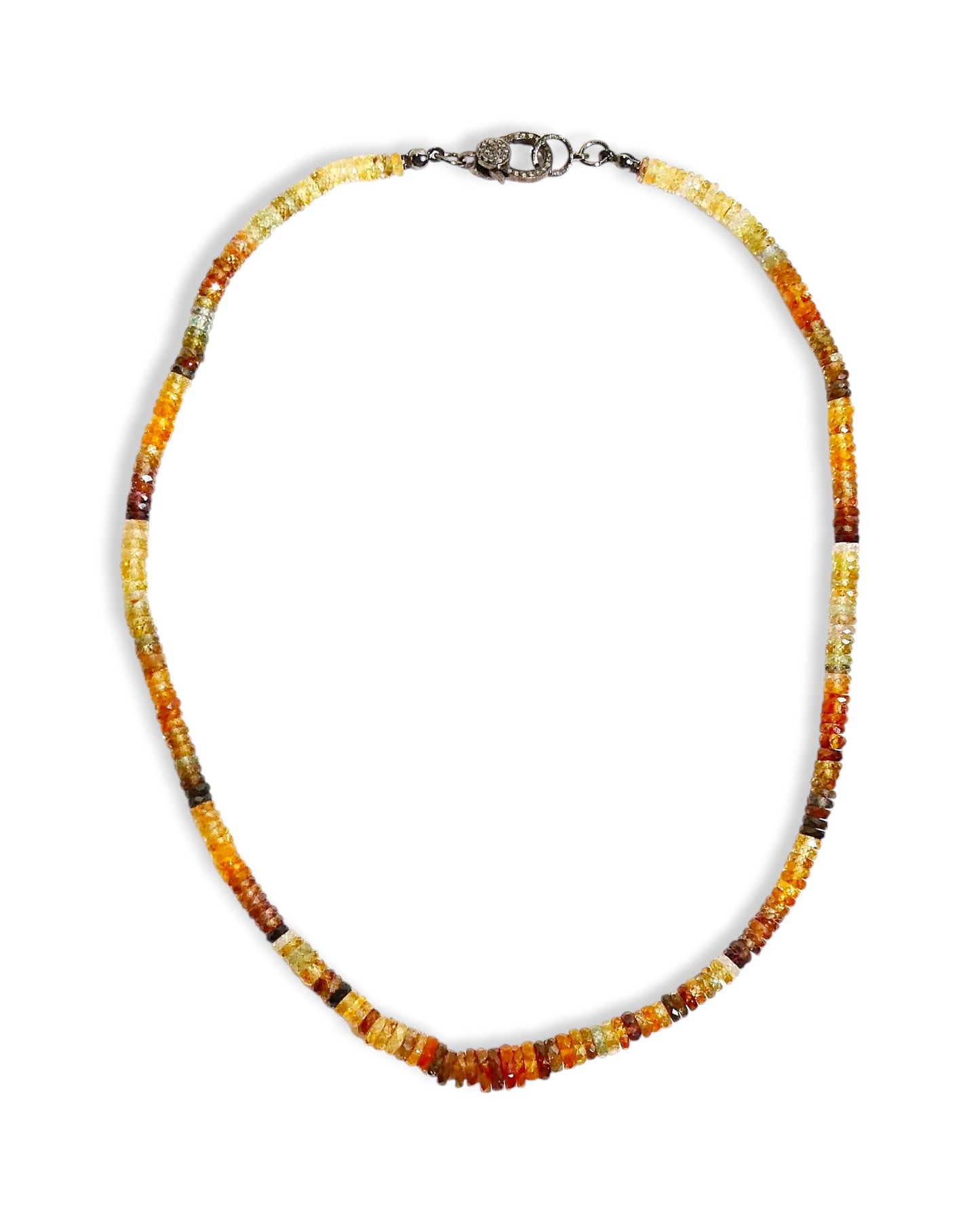 fire opal  Ombré Beaded Necklace with Pavé Diamond Clasp