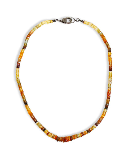 fire opal  Ombré Beaded Necklace with Pavé Diamond Clasp